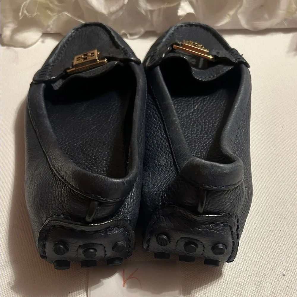 Tory Burch Navy Leather Loafers